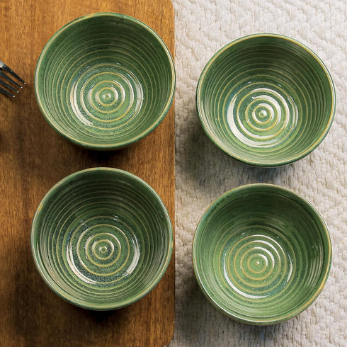 Sage Green Ceramic Snack Bowl Set of 4 (400ML) - The Earth Store - Bowls
